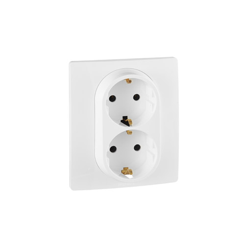 Розетка Legrand ETIKA двойная с заземлением без шторок 16А 250В