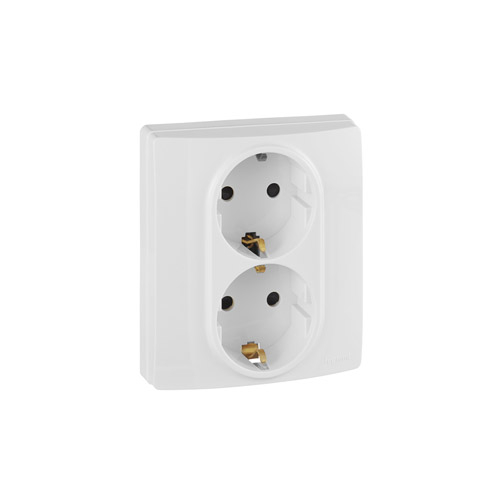 Розетка Legrand ETIKA двойная с заземлением со шторками 16А 250В