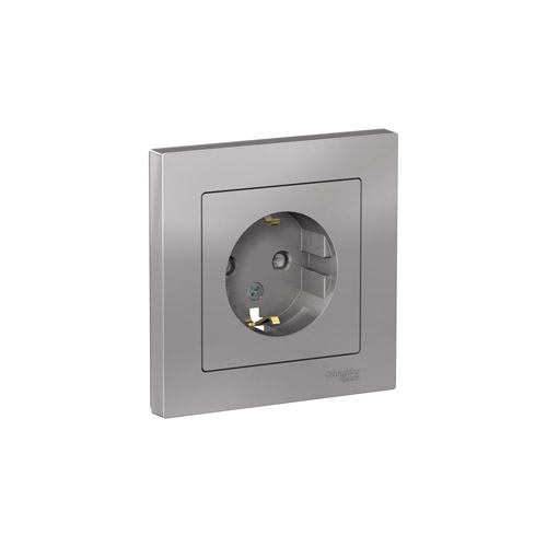 Розетка Schneider Electric ATLASDESIGN с заземлением со шторками, в сборе, 16А, 250В Розетка Schneider Electric ATLASDESIGN с заземлением со шторками, в сборе, 16А, 250В