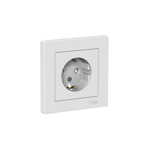 Розетка Schneider Electric ATLASDESIGN с заземлением со шторками, в сборе, 16А, 250В Розетка Schneider Electric ATLASDESIGN с заземлением со шторками, в сборе, 16А, 250В