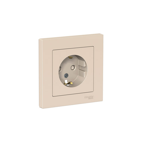 Розетка Schneider Electric ATLASDESIGN с заземлением со шторками, в сборе, 16А, 250В Розетка Schneider Electric ATLASDESIGN с заземлением со шторками, в сборе, 16А, 250В