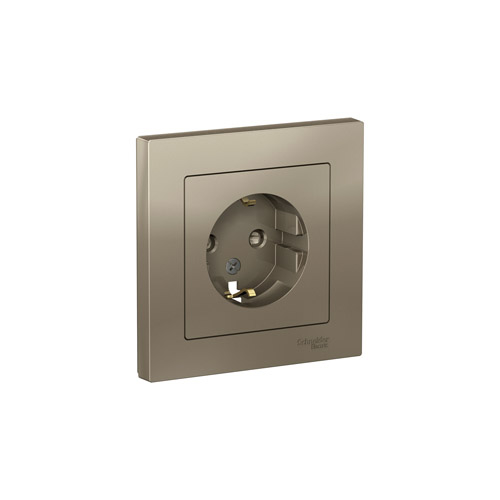 Розетка Schneider Electric ATLASDESIGN с заземлением со шторками, в сборе, 16А, 250В