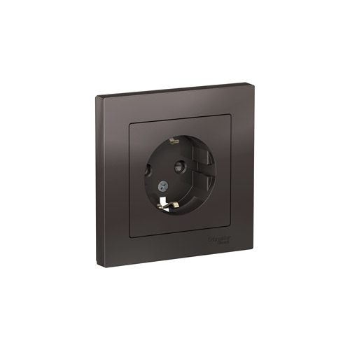 Розетка Schneider Electric ATLASDESIGN с заземлением со шторками, в сборе, 16А, 250В Розетка Schneider Electric ATLASDESIGN с заземлением со шторками, в сборе, 16А, 250В
