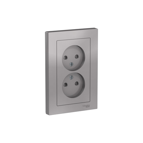 Розетка двойная Schneider Electric ATLASDESIGN без заземления со шторками, в сборе, 16А, 250В
