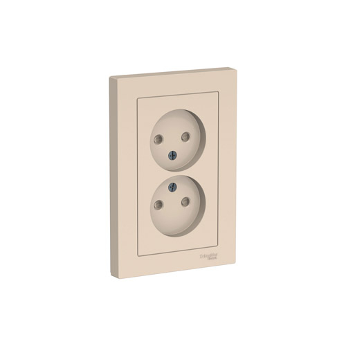 Розетка двойная Schneider Electric ATLASDESIGN без заземления со шторками, в сборе, 16А, 250В Розетка двойная Schneider Electric ATLASDESIGN без заземления со шторками, в сборе, 16А, 250В