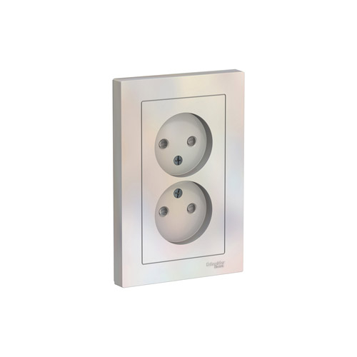 Розетка двойная Schneider Electric ATLASDESIGN без заземления со шторками, в сборе, 16А, 250В Розетка двойная Schneider Electric ATLASDESIGN без заземления со шторками, в сборе, 16А, 250В