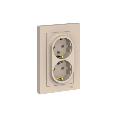 Розетка двойная Schneider Electric ATLASDESIGN с заземлением без шторок, в сборе, 16А, 250В Розетка двойная Schneider Electric ATLASDESIGN с заземлением без шторок, в сборе, 16А, 250В