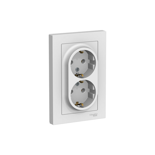 Розетка двойная Schneider Electric ATLASDESIGN с заземлением без шторок, в сборе, 16А, 250В Розетка двойная Schneider Electric ATLASDESIGN с заземлением без шторок, в сборе, 16А, 250В