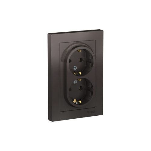 Розетка двойная Schneider Electric ATLASDESIGN с заземлением без шторок, в сборе, 16А, 250В Розетка двойная Schneider Electric ATLASDESIGN с заземлением без шторок, в сборе, 16А, 250В