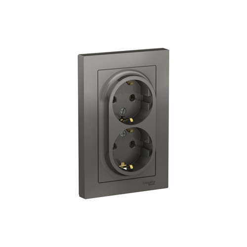 Розетка двойная Schneider Electric ATLASDESIGN с заземлением без шторок, в сборе, 16А, 250В Розетка двойная Schneider Electric ATLASDESIGN с заземлением без шторок, в сборе, 16А, 250В