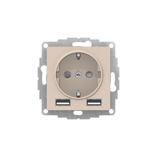 Розетка Schneider Electric ATLASDESIGN 16А с 2 USB A+A, 5В/2,4А, 2х5В/1,2А, механизм Розетка Schneider Electric ATLASDESIGN 16А с 2 USB A+A, 5В/2,4А, 2х5В/1,2А, механизм