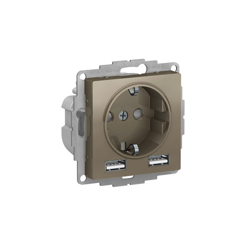 Розетка Schneider Electric ATLASDESIGN 16А с 2 USB A+A, 5В/2,4А, 2х5В/1,2А, механизм Розетка Schneider Electric ATLASDESIGN 16А с 2 USB A+A, 5В/2,4А, 2х5В/1,2А, механизм
