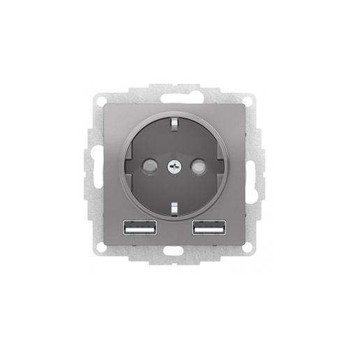 Розетка Schneider Electric ATLASDESIGN 16А с 2 USB A+A, 5В/2,4А, 2х5В/1,2А, механизм Розетка Schneider Electric ATLASDESIGN 16А с 2 USB A+A, 5В/2,4А, 2х5В/1,2А, механизм