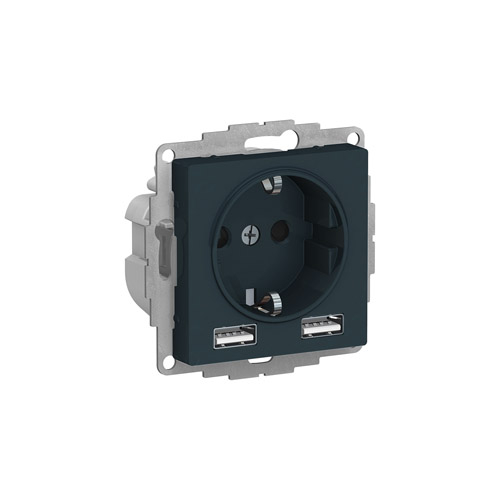 Розетка Schneider Electric ATLASDESIGN 16А с 2 USB A+A, 5В/2,4А, 2х5В/1,2А, механизм Розетка Schneider Electric ATLASDESIGN 16А с 2 USB A+A, 5В/2,4А, 2х5В/1,2А, механизм