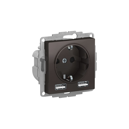 Розетка Schneider Electric ATLASDESIGN 16А с 2 USB A+A, 5В/2,4А, 2х5В/1,2А, механизм Розетка Schneider Electric ATLASDESIGN 16А с 2 USB A+A, 5В/2,4А, 2х5В/1,2А, механизм