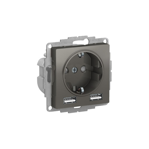 Розетка Schneider Electric ATLASDESIGN 16А с 2 USB A+A, 5В/2,4А, 2х5В/1,2А, механизм Розетка Schneider Electric ATLASDESIGN 16А с 2 USB A+A, 5В/2,4А, 2х5В/1,2А, механизм
