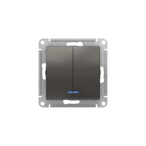 Выключатель двухклавишный Schneider Electric AtlasDesign с подсветкой, 10АХ, механизм Выключатель двухклавишный Schneider Electric AtlasDesign с подсветкой, 10АХ, механизм
