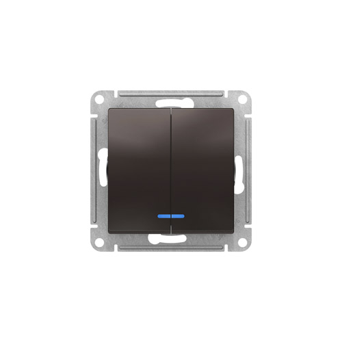 Выключатель двухклавишный Schneider Electric AtlasDesign с подсветкой, 10АХ, механизм Выключатель двухклавишный Schneider Electric AtlasDesign с подсветкой, 10АХ, механизм