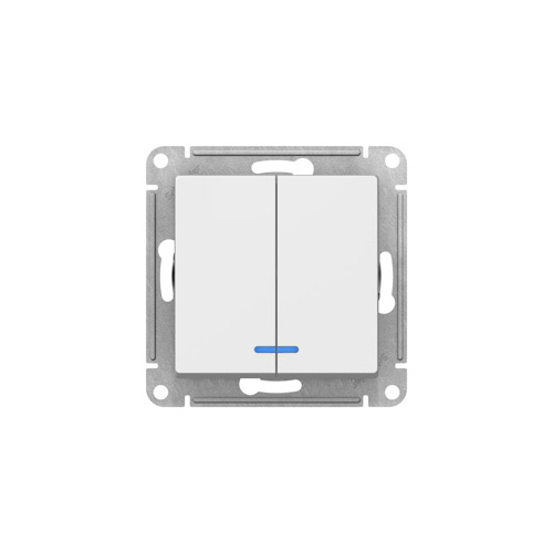 Выключатель двухклавишный Schneider Electric AtlasDesign с подсветкой, 10АХ, механизм Выключатель двухклавишный Schneider Electric AtlasDesign с подсветкой, 10АХ, механизм