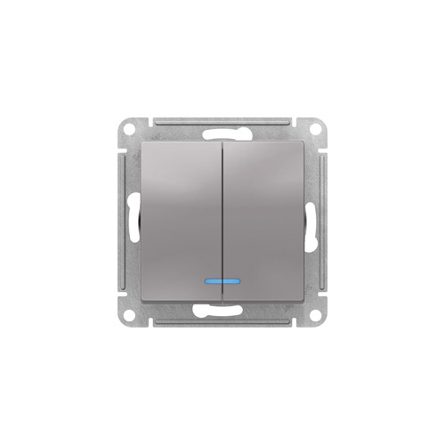 Выключатель двухклавишный Schneider Electric AtlasDesign с подсветкой, 10АХ, механизм Выключатель двухклавишный Schneider Electric AtlasDesign с подсветкой, 10АХ, механизм
