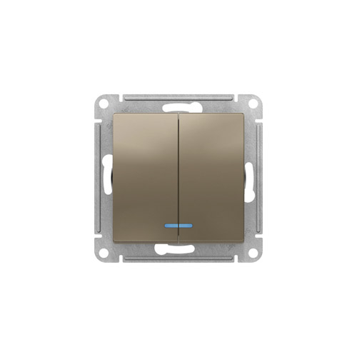 Выключатель двухклавишный Schneider Electric AtlasDesign с подсветкой, 10АХ, механизм Выключатель двухклавишный Schneider Electric AtlasDesign с подсветкой, 10АХ, механизм