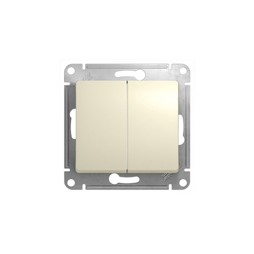 Выключатель двухклавишный Schneider Electric GLOSSA в рамку, 250В, 10А