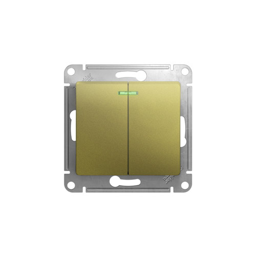 Выключатель двухклавишный Schneider Electric GLOSSA с подсветкой, в рамку, 250В, 10А Выключатель двухклавишный Schneider Electric GLOSSA с подсветкой, в рамку, 250В, 10А