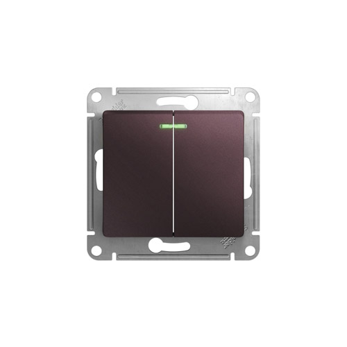 Выключатель двухклавишный Schneider Electric GLOSSA с подсветкой, в рамку, 250В, 10А Выключатель двухклавишный Schneider Electric GLOSSA с подсветкой, в рамку, 250В, 10А