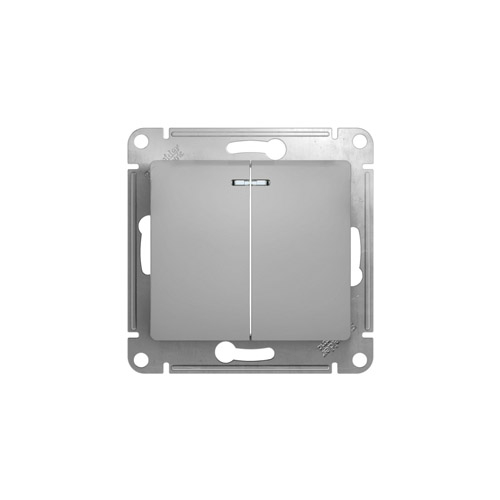 Выключатель двухклавишный Schneider Electric GLOSSA с подсветкой, в рамку, 250В, 10А