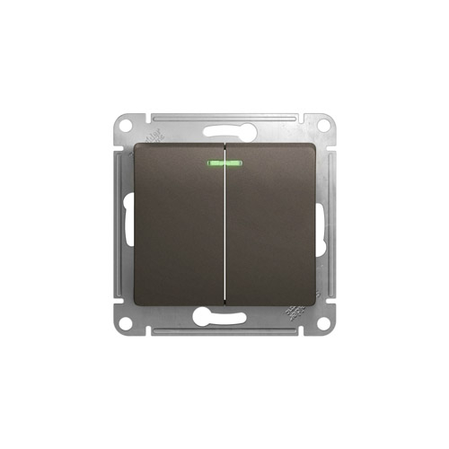 Выключатель двухклавишный Schneider Electric GLOSSA с подсветкой, в рамку, 250В, 10А Выключатель двухклавишный Schneider Electric GLOSSA с подсветкой, в рамку, 250В, 10А