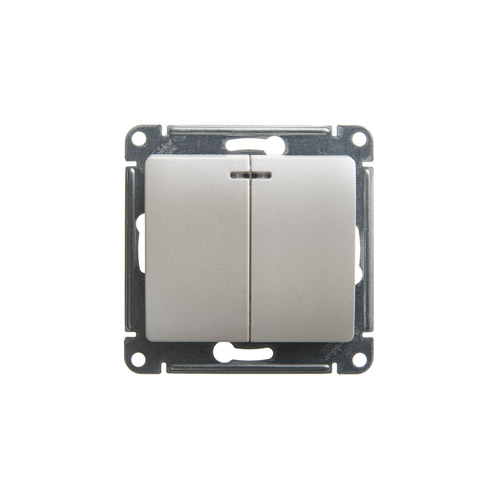 Выключатель двухклавишный Schneider Electric GLOSSA с подсветкой, в рамку, 250В, 10А Выключатель двухклавишный Schneider Electric GLOSSA с подсветкой, в рамку, 250В, 10А