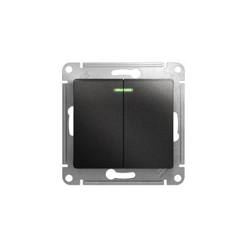 Выключатель двухклавишный Schneider Electric GLOSSA с подсветкой, в рамку, 250В, 10А Выключатель двухклавишный Schneider Electric GLOSSA с подсветкой, в рамку, 250В, 10А