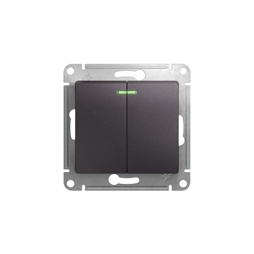 Выключатель двухклавишный Schneider Electric GLOSSA с подсветкой, в рамку, 250В, 10А Выключатель двухклавишный Schneider Electric GLOSSA с подсветкой, в рамку, 250В, 10А