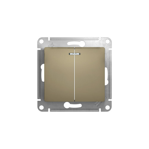 Выключатель двухклавишный Schneider Electric GLOSSA с подсветкой, в рамку, 250В, 10А Выключатель двухклавишный Schneider Electric GLOSSA с подсветкой, в рамку, 250В, 10А