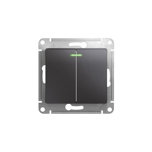 Выключатель двухклавишный Schneider Electric GLOSSA с подсветкой, в рамку, 250В, 10А Выключатель двухклавишный Schneider Electric GLOSSA с подсветкой, в рамку, 250В, 10А