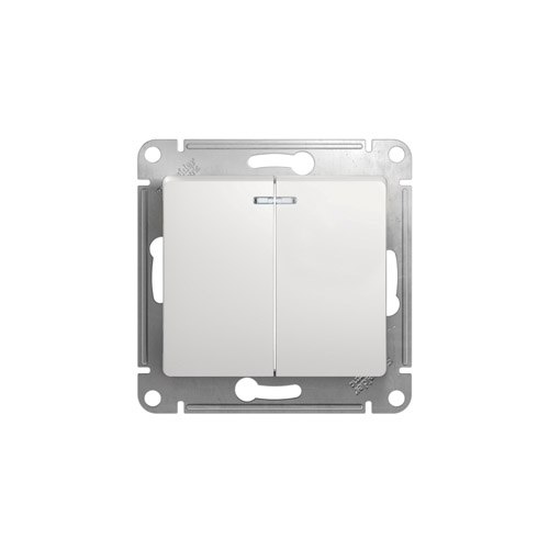 Выключатель двухклавишный Schneider Electric GLOSSA с подсветкой, в рамку, 250В, 10А Выключатель двухклавишный Schneider Electric GLOSSA с подсветкой, в рамку, 250В, 10А