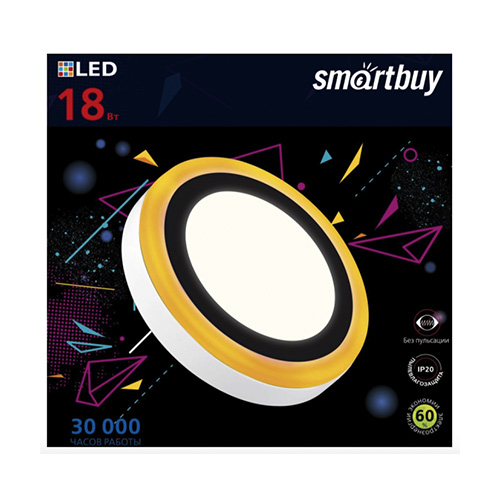 Накладной (LED) светильник Круг с подсветкой DLB Smartbuy-18w/6500K+O/IP20